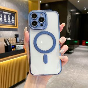 Kisscase Mạ Ống Kính Bảo Vệ Rõ Ràng Ốp điện thoại cho iPhone 16 15 14 13 12 11 Pro Max Cộng Với Magsafe Không Dây Sạc Trong Suốt nhựa TPU mềm Chống Rơi Chống Sốc Ốp lưng cho iPhone 16 15 14 13 12 11