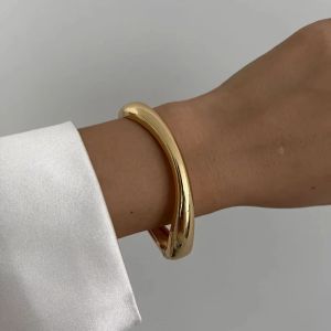 DAWEIF Vintage Metal Cuff Bangles 3 Styles Gold Silver Geometric Spring Bangles Trendy Wide Bangles Punk Women Bracelet Jewelry Gift
