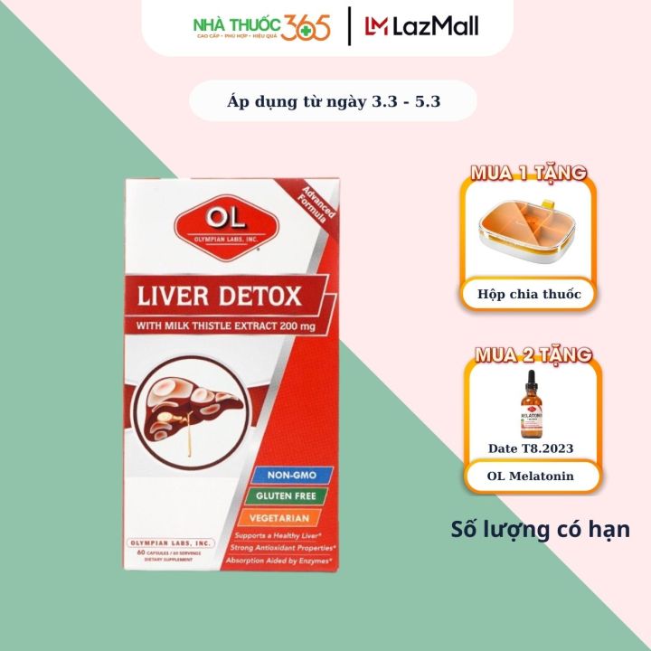 Viên Uống Bổ Gan Olympian Labs Liver Detox Bảo Vệ Và Hỗ Trợ Cho Lá Gan Khoẻ Mạnh Hộp 60 Viên 8066