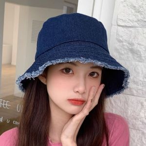 NUBE Denim Summer Sun Hat Foldable Cotton Bucket Hat Fashion Travel Outdoor Fishing Sun Hat