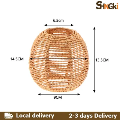 SHNGki Home💖2-3 days Delivery💖 1 Piece Vintage Hanging Lampshade Handmade Woven Lamp Shade For Living Room Bedroom Hotel Simulated Rattan Light Fixture