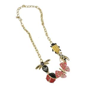 Handmade hợp kim côn trùng Mặt dây chuyền Độ dài có thể điều chỉnh bọ rùa bướm neckchain món quà đầy màu sắc cho cô ấy