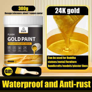 ✨24-hour delivery✨gold leaf paint Waterproof＆safe＆non-toxic＆Fast-Drying Gold Paint golden colour paint Super bright gold leaf paint glitter metallic paint Water Based Gold Leaf Paint 金箔漆 ﻿ ﻿