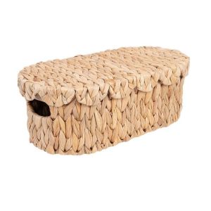 PLUMFOU Large Capacity Straw Woven Storage Basket with Lid Decorative Cosmetic Storage Box Durable Dustproof Sundry Storage Basket for Home