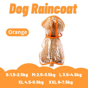 Pet Dog Transparent Raincoat Adjuastable Waterproof Raincoat Hooded Design Pet Dog Waterproof Coat