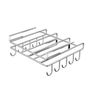 QUA Under Cupboard Cutting Board Holder with Hooks Hanging Rack Pot Lid Storage Rack Multifunctional Durable Stainless Steel Storage Shelves Office