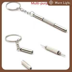 Warm Light ไขควงแว่นตาแบบ3 in 1ชุดเครื่องมือซ่อมนาฬิกาพวงกุญแจไขควงแบบพกพา