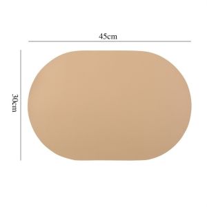 Nordic Style PU Leather Oval Shape Placemat Heat-Resistant Dinnerware Mat Oil-proof Insulation Pad Pure Color Coasters