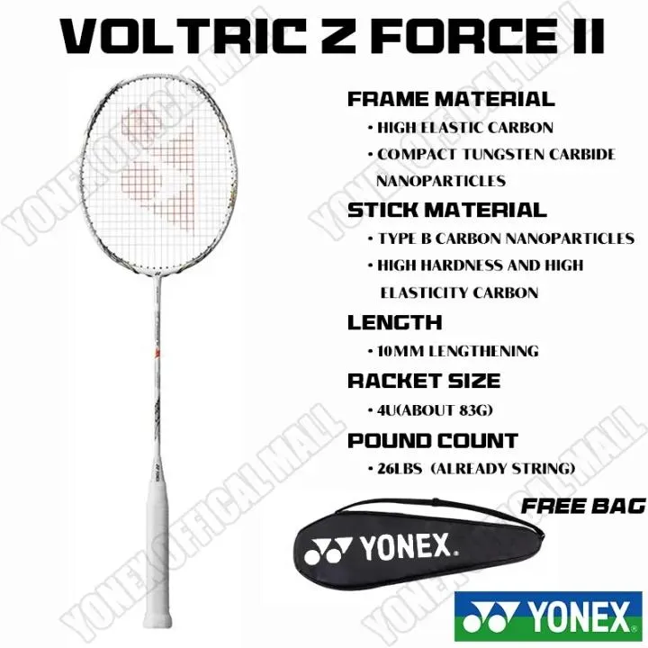 YONEX VOLTRIC Z FORCE II WHITE Badminton Racket Full Carbon Single