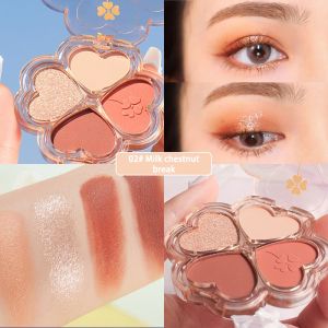 Eyeshadow Palette 4 Warna Matte Glitter High Pigment Eye Shadow Palet Smooth Tahan Lama Natural Nude Make Up Adorable