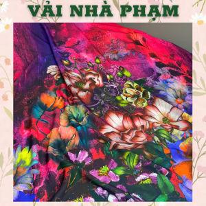 VẢI LỤA NGỌC BÍCH IN HOA CHÂN-KHỔ 1.5M-VẢI NHÀ PHẠM