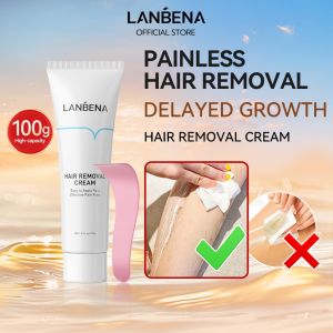 LANBENA Painless Hair Removal Cream Underarm Hair Remover Cold Wax Deep Hair Removal Cream Hair Wax Strip Armpit Epilator Hair Remover Gentle Delayed Hair Growth Body Care Cream Hair Removal Shaving Cream Repairing Skin Care100g