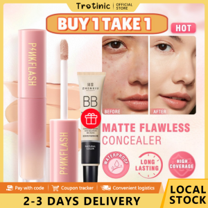 Trotinic  【buy1 Take 1】Concealer Oil Control Waterproof Buildable Coverage 24HR Skin Tone Repair Liquid Cover Spots Dark Circles Eye Contouring Face Concealer