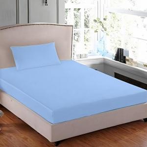 Light Blue Single Plain Bedsheets 2 in 1 Pack Cadar Asrama Cotton Bujang Cadar Fitted Sarung Bantal