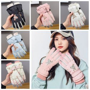 SERAPHYXO หมีสำหรับเด็ก ถุงมือเล่นสกี สีชมพูอมชมพู หน้าจอสัมผัสหน้าจอสัมผัส ถุงมือขับรถยนต์ กันน้ำกันน้ำได้ อุปกรณ์ขี่จักรยาน ถุงมือขี่รถจักรยานยนต์ ตั้งแคมป์