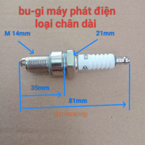 2 cái Bugi máy phát điện máy nước chạy xăng (chân ren 14mm)