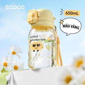 Bình nước học sinh ECOCO 650ml cao cấp Bình hút kèm dây đeo chống tràn nhựa Tritan an toàn sức khỏe E25058