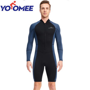 Yoomee 1.5MM Neoprene SCR  Men Wetsuit One Piece Long Sleeve Shorts Diving Suit Waterproof Warm Professional Surfing