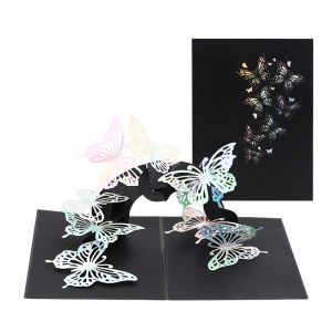 Pop Up Card Butterfly 3D Greeting Card with Black Cover 3D Pop Up Butterfly Greeting Card with Envelope