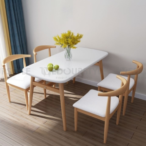 Vedourstyle Horn Chair With 4 Feet Dining Table Set Meja Makan Dining Set cafe dining table set