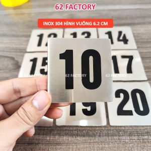 Bộ Số thứ tự bàn ăn số thứ tự dán bàn thẻ số thứ tự bằng alu mạ inox xước cho nhà hàng quán cafe