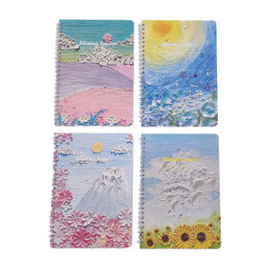 A5 Journal notebook Aesthetic For kids Double Metal Ring Oil Painting 60Sheets Composition Notebook notepad study accessories