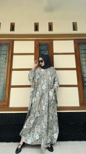 New Kaftan Fayolla Motif Rayon Viscose Royal Muslim Wanita Longdress