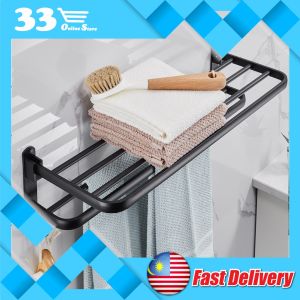 Shuno Premium/Rak Tuala Mandian Bilik Air Mandi Murah Toilet Towel Rack Wall Bathroom Storage Shelf Organizer 浴室廁所置物架