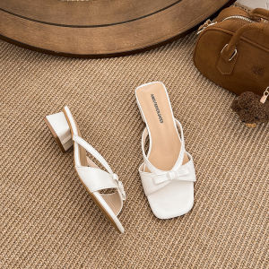 IELGY Square Toe Sandals Womens Outerwear 2025 Summer Fashion Block Heel Korean