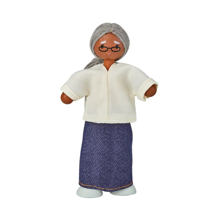 ของเล่นไม้  Grandmother Dollhouse Figure - Medium Skin Tone ตุ๊กตาคุณย่าคุณยาย-ผิวสองสี เสริมพัฒนาการ สำหรับเด็กอายุ 3 ปี ขึ้นไป