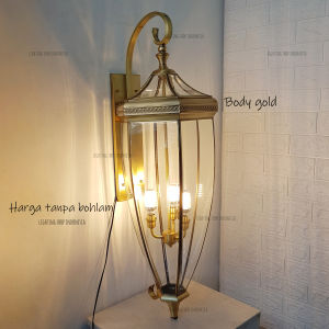 Lampu dinding hias kuningan tinggi 105cm gold kaca waterproof