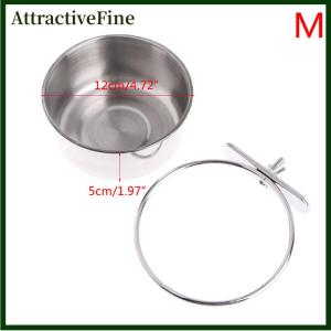 AttractiveFine Bát treo cho thú cưng Bát lồng đựng thức ăn cho chim và mèo bằng thép không gỉ