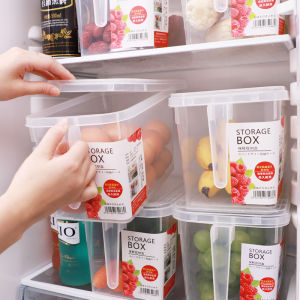 [Sweet Home ] [2pcs]Food Grade Fridge Storage Box Kitchen Food Container Space-saving Organizer 5L Storage Space/Dust-proof Lid/Portable Handle Ship