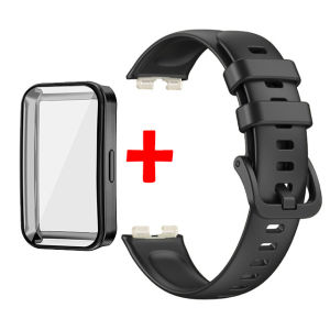 Sport Silicone Strap + Case For Huawei Watch Fit 3 Strap Full Curved Screen Protector For huawei band 9 band 8 band 7 smart Watch Bracelet Wristband Accessories