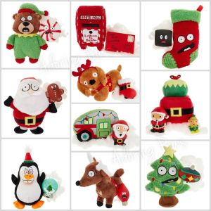 OMG Surprise! 2-in-1 Squeaky Christmas Xmas Holiday Santa Tree Gift Present Bear Reindeer Plush Pet Dog Puppy Cat Soft Toy with Squeaker Sound
