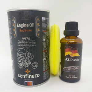 AZ PLASTIC 50ml LÀM MỚI BỀ MẶT NHỰA VÀ SENFINECO 9976 300ml TĂNG ĐỘ NHỚT GIẢM RUNG GIẢM ỒN GIẢM RA KHÓI ĐỘNG CƠ Ô TÔ (Senfineco 9976 300ml Engine Oil Smoke Stop And Az plastic 50ml)