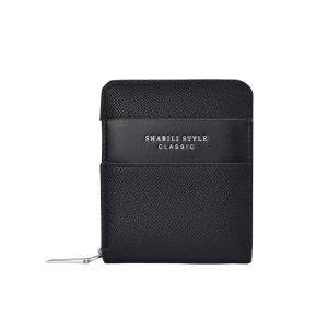 AE New mens wallet pu Zippered lychee pattern multi-card slot casual retro large-capacity mens coin purse and card holder