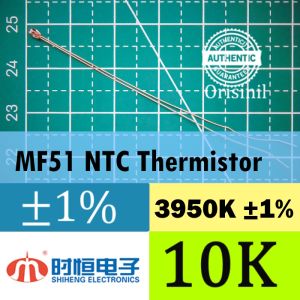 2 Buah - 10kΩ ±1% 3950K ±1% 35mW MF51B NTC Thermistor Temperature Sensor Glass Encapsulated Shiheng Original 10k MF51B103F3950 - 2 Buah