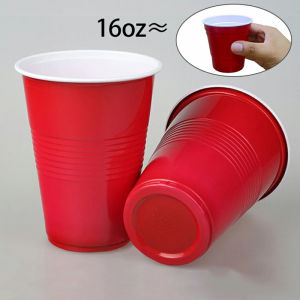 【24Hours Ship】300pcs 16oz American Red Cups Kirkland Big Red Cups Red Beer Pong Cup Shot Glass Plastic Cups Party Festival