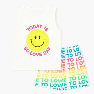 Bộ ba lỗ sát nách quần áo thun cotton mịn mặc nhà mùa hè cho bé gái và bé trai Unifriend Hàn Quốc U2024-7