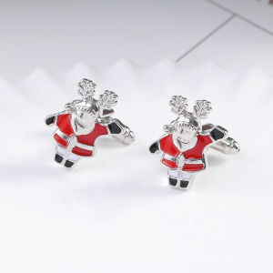 1Pair Creative Snowflake Santa Claus Style Cufflinks Fashion Trend Business French Suit Accessories Christmas Cuff Links Gift