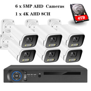 ชุด CCTV AHD โอเวอร์สแคม8CH 4K-8 × 8MP กล้องกันน้ำทรงกระบอก + Xiongmai 6-In-1 DVR | การตรวจจับใบหน้า | การมองเห็นได้ในเวลากลางคืนสีเต็มรูปแบบ | H.265 +