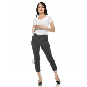 G21 Celana Chinos Panjang 7/8 Wanita Hitam Bahan Katun Strech Kasual Kerja Ukuran Standar dan Jumbo