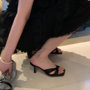 IELGY Summer Open-toe Square Toe Stiletto Heel Champagne Sandals for Women