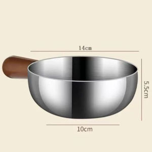 Stainless Steel Small Pot Wooden Handle Instant Noodles Complementary Food Home Kitchen Utensils 一人食