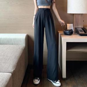 Highwaisted bellyshading thin widelegged pants casual pants
