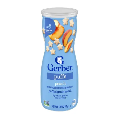 Gerber Peach Puffs Baby Snack 42G - From 8 Months