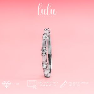 Lulu Moissanite Jewelry Rachel Listring Ring 115CT Lapis Emas 18K Sertifikat GRA