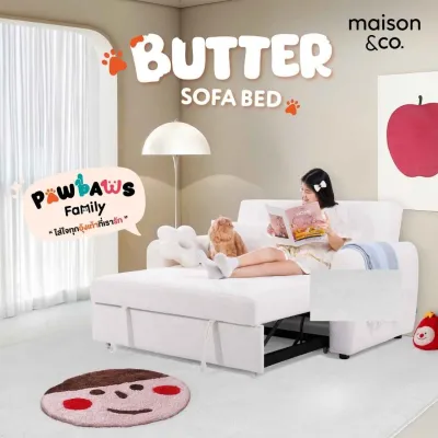 MAISON&CO. โซฟาเบด รุ่น Butter ผ้า Pet Friendly สีฟ้า สีขาว