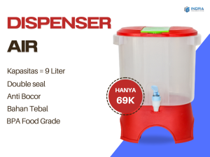 [INDRA]Dispenser Air Minum Plastik 9 Liter/DcpSnGi123/isi 6 pcs